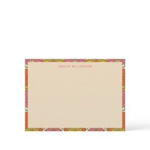 Groovy Retro Cute Personalized Stationery Name  Note Card