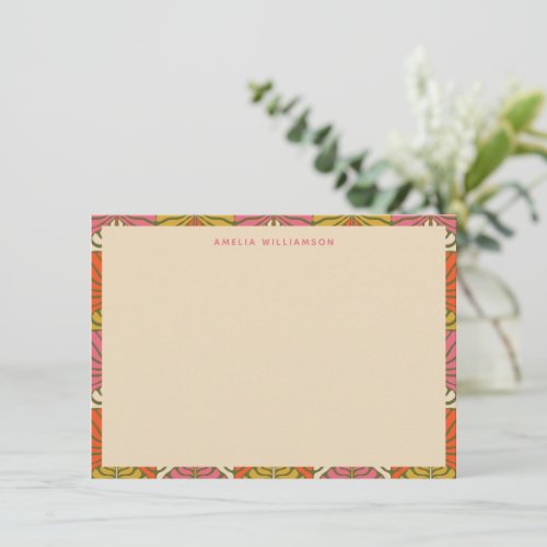 Groovy Retro Cute Personalized Stationery Name  Note Card