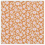 Groovy Retro Daisies Floral Pattern on orange  Fabric