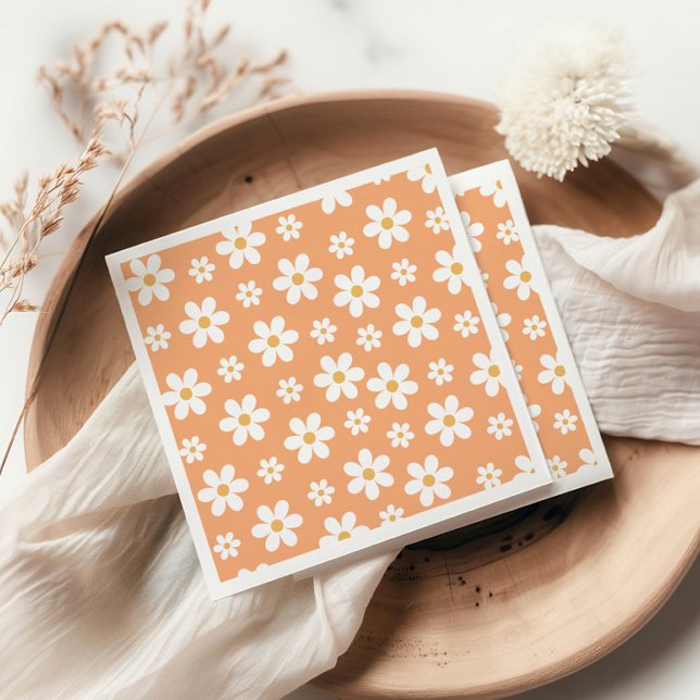Groovy Retro Daisy apricot Napkins (Creator Uploaded)