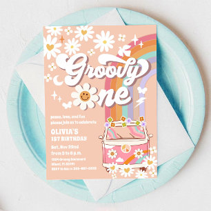 Groovy Retro Daisy Birthday Invitation