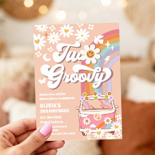 Groovy Retro Daisy Birthday Invitation