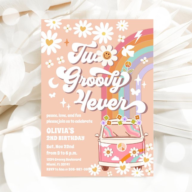 Groovy Retro Daisy Birthday Invitation (Creator Uploaded)