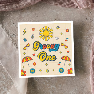 Groovy Retro Daisy Birthday Party Napkins