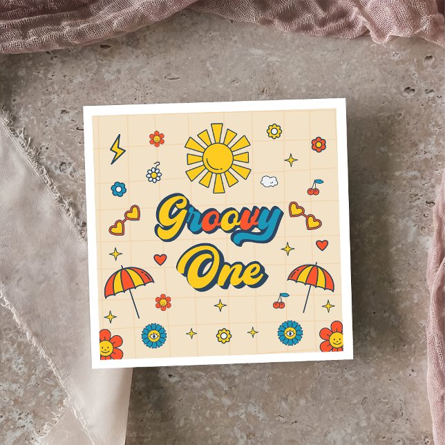 Groovy  Retro Daisy Birthday Party Napkins (Creator Uploaded)