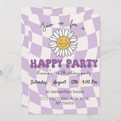 groovy retro daisy flower invitation