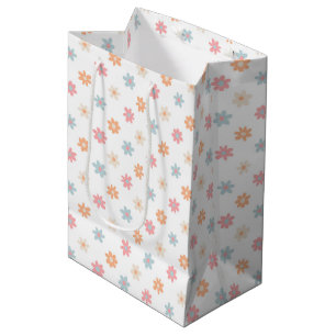 Groovy Retro Daisy Flowers Boho Floral Medium Gift Bag