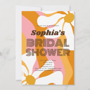 Groovy Retro Daisy Flowers Bridal Shower Invitation