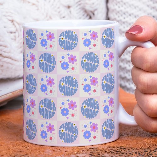 Groovy Retro Daisy Flowers Pattern Boho Floral  Coffee Mug