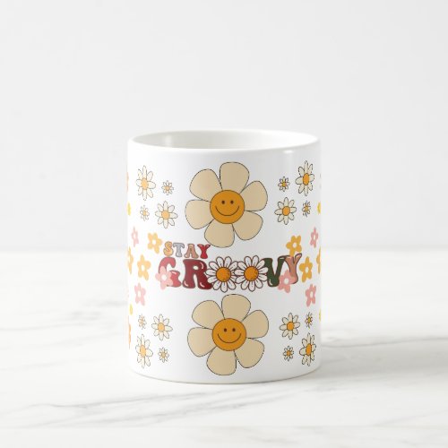 Groovy Retro Daisy Flowers Pattern Boho Floral Coffee Mug