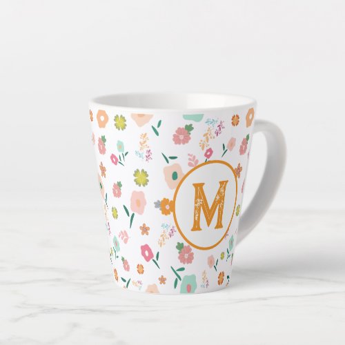 Groovy Retro Daisy Flowers Pattern Boho Floral Latte Mug