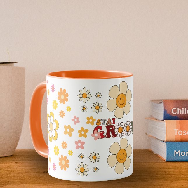 Groovy Retro Daisy Flowers Pattern Boho Floral Mug (Creator Uploaded)