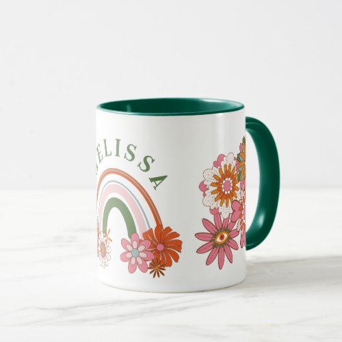 Groovy Retro Daisy Flowers Pattern Boho Floral Mug