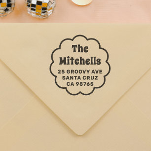 Groovy Retro Daisy Frame Family Return Address Self-inking Stamp