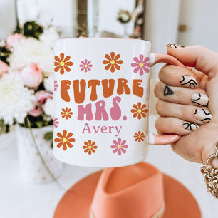 Groovy Retro Daisy Future Mrs. Engagement Gift Mug