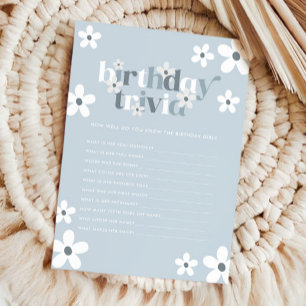 Groovy Retro Daisy Girls 1st Birthday Trivia Note Card