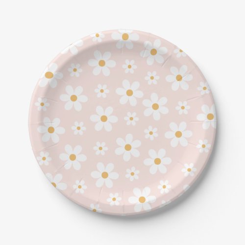 Groovy Retro Daisy Pink Paper Plates