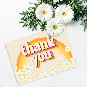 Groovy Retro Daisy Rainbow Thank You Card Boho 7