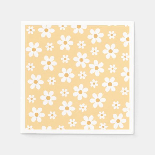 Groovy Retro Daisy yellow Napkins