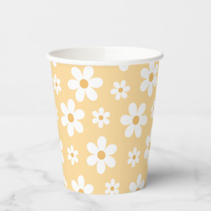Groovy Retro Daisy yellow Paper Cups