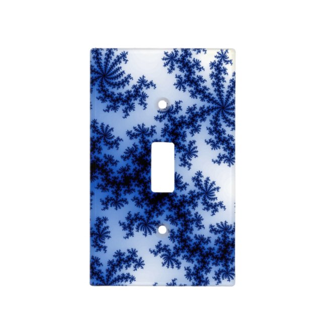Groovy Retro Delft Blue Fractal Art Light Switch Cover (Front)
