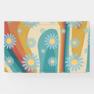 GROOVY RETRO DESIGN LOVELY VINTAGE FLOWER POWER  T BANNER