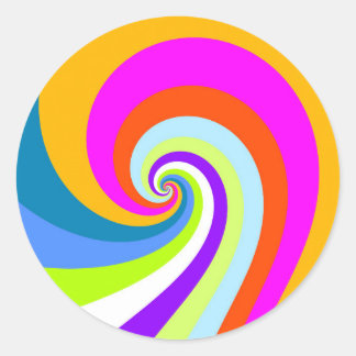 GROOVY RETRO DESIGN LOVELY VINTAGE RAINBOW VIBES CLASSIC ROUND STICKER