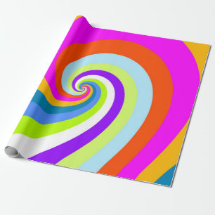 GROOVY RETRO DESIGN LOVELY VINTAGE RAINBOW VIBES WRAPPING PAPER