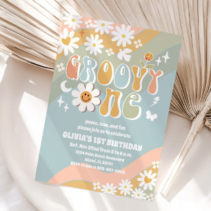 Groovy Retro First Birthday Invitation
