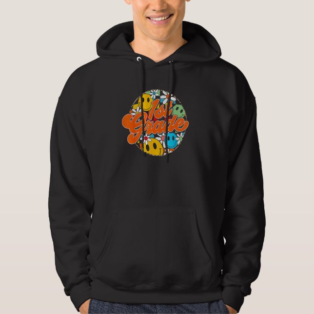 Groovy Retro First Grade First Day Of School Back  Hoodie (Front)