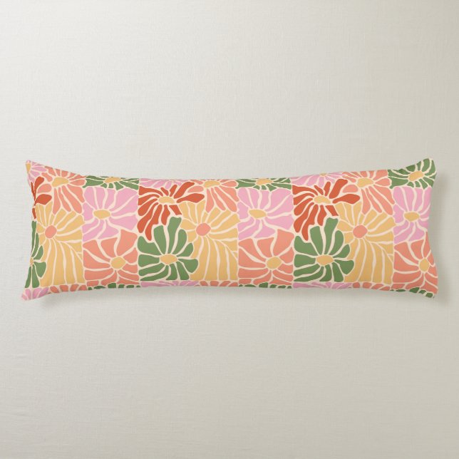 Groovy Retro Floral  Body Pillow (Front)
