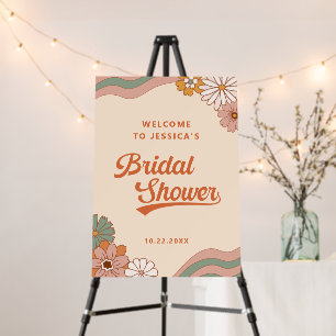 Groovy Retro Floral Bridal Shower Welcome Foam Board