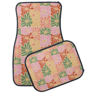 Groovy Retro Floral  Car Floor Mat