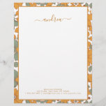 Groovy Retro Floral & Custom Business Name Hippie Letterhead<br><div class="desc">Promote your business with this elegant sticker,  featuring groovy retro floral & custom name. Easily add your own logo/any image by clicking on the "personalize" option.</div>