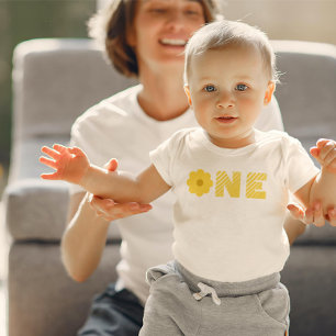 Groovy Retro Floral First Birthday Theme Tee