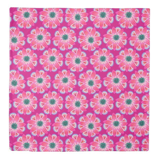 Groovy Retro Floral Pattern Duvet Cover (Front)