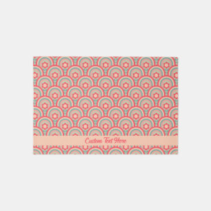 Groovy Retro Floral Pattern Personalized Text  Rug