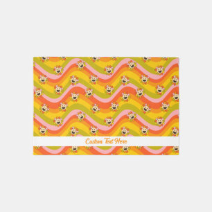 Groovy Retro Floral Pattern Personalized Text Rug