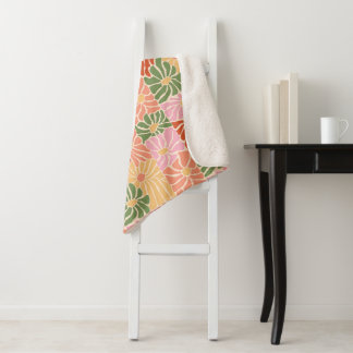 Groovy Retro Floral Sherpa Blanket