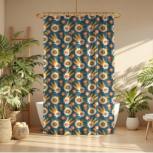 Groovy Retro Floral Shower Curtain
