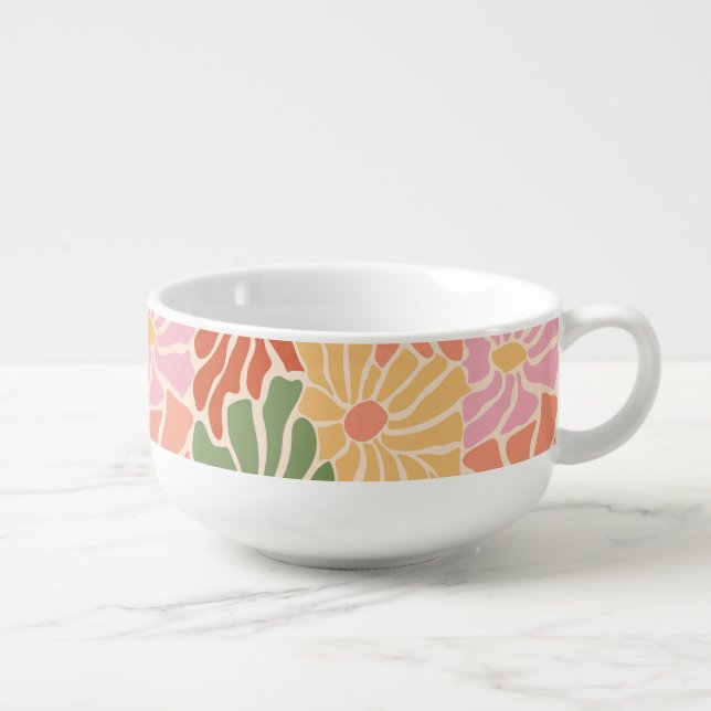 Groovy Retro Floral  Soup Mug (Left)