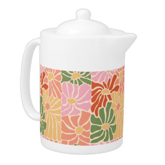Groovy Retro Floral  Teapot
