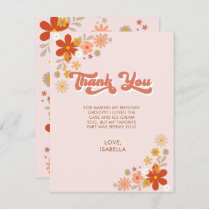 Groovy Retro Floral Thank You Card
