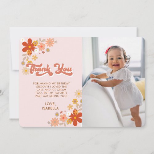 Groovy Retro Floral Thank You Card