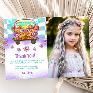 Groovy Retro Floral Thank You Card Photo