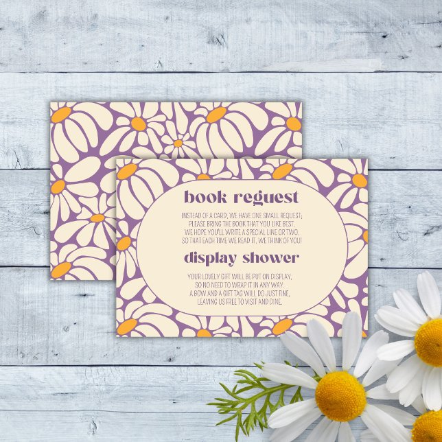 Groovy Retro flower Books For Baby Display Shower  Enclosure Card (Creator Uploaded)