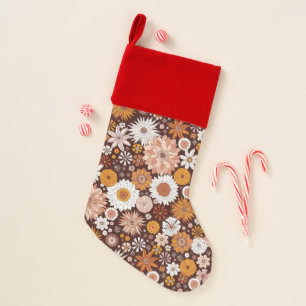 Groovy Retro Flower Garden Pattern Christmas Stocking