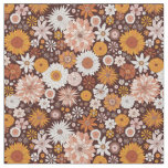 Groovy Retro Flower Garden Pattern Fabric
