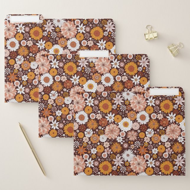 Groovy Retro Flower Garden Pattern File Folder (Set)