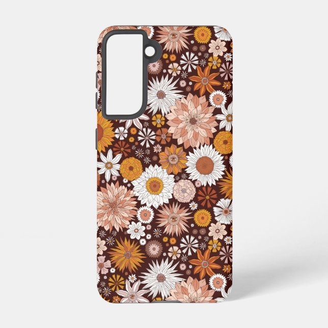 Groovy Retro Flower Garden Pattern Samsung Galaxy Case (Back)